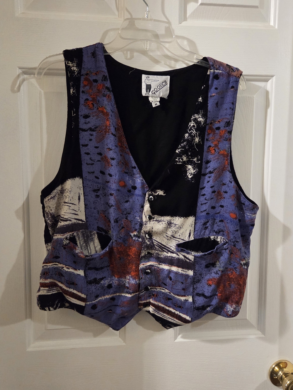Vintage-Inspired Purple Abstract Print Vest - QVCOLIC
